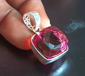 Certified 52 Ct Cube Natural Alexandrite Color Change Pendant 925 Silver Jewelry - Picture 1 of 8