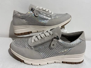 Scarpe da ginnastica Pavers Chunky EU 41 UK 8 grigio lucido ecopelle stringate zip laterale - Foto 1 di 19