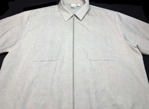 Haband Mens Button Front Short Sleeve Polyester Cuban Beige Shirt X Large XL - Picture 1 of 4
