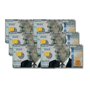 $100 Trump 2024 - Credit Card Skin Cover Decal Sticker (SMALL CHIP) - 6PK - Picture 1 of 1