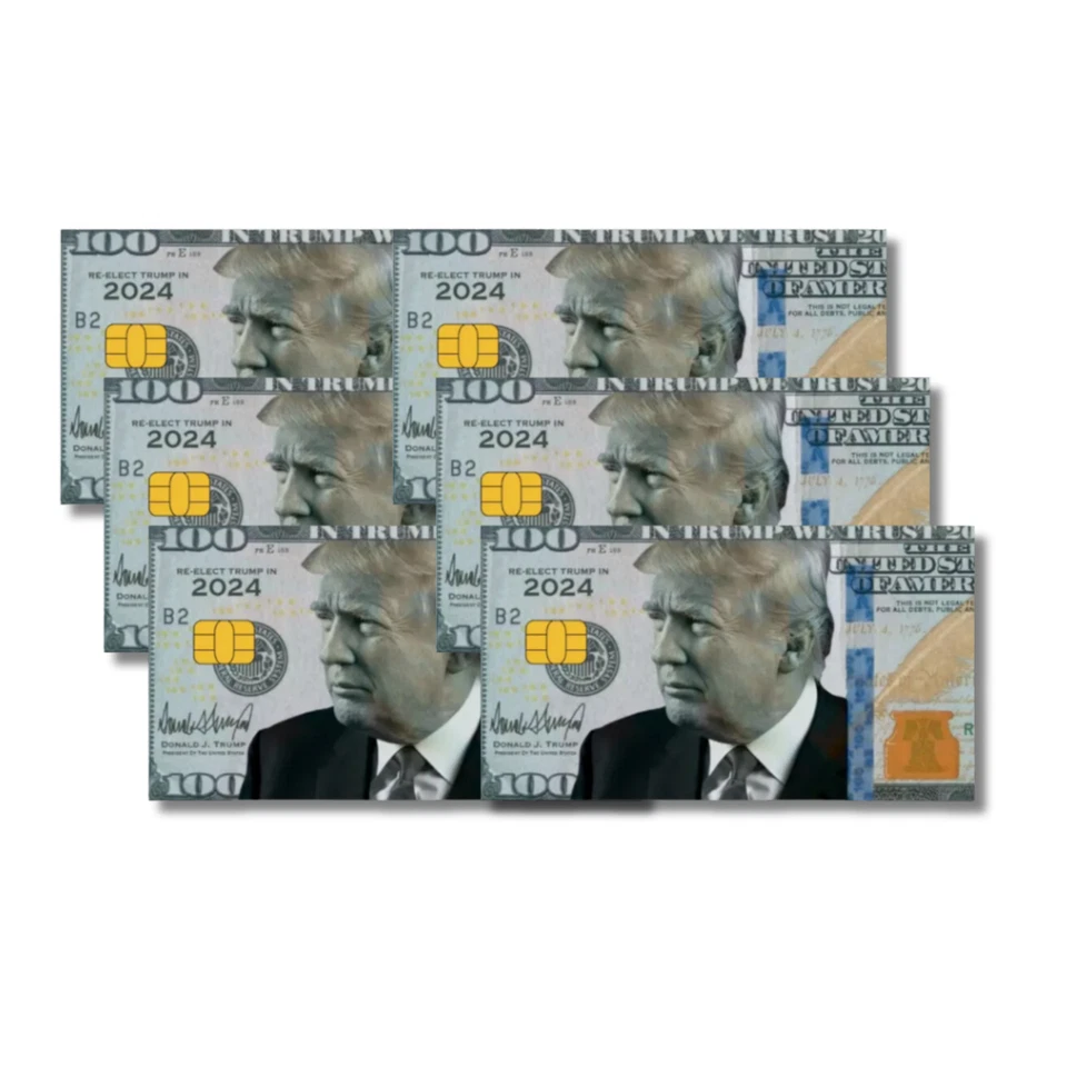 $100 Trump 2024 - Credit Card Skin Cover Decal Sticker (SMALL CHIP) - 6PK - Image 1 of 1