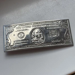 Modische 100 Dollar Note Gürtelschnalle Vollmetall Chrom! Gürtel Accessoire - Bild 1 von 8