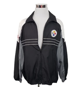 NFL Pittsburg Steelers Windbreaker Black Full Zip Polyester Size XL - Picture 1 of 15