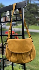 Bolso Hobo LE TANNEUR 1898 Paris Mostaza Cuero Genuino - Imagen 1 de 17