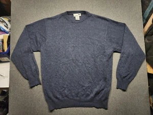 I Levrieri Cashmere Silk Cableknit Sweater Italy Men Size XLarge Blue Crew Neck - Picture 1 of 7