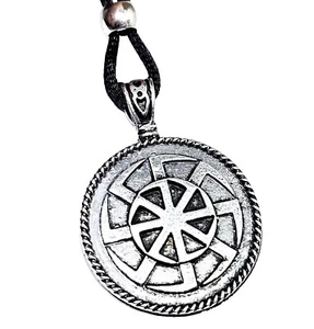 Slawische Sonne Rad Anhänger Halskette 8 Bein Heidnisch Kolovrat Perlen Krawa... - Bild 1 von 15