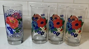 Lot Of Pioneer Woman Drinking Glasses 1-Melody Cooler & 3 Dazzling Dahlias 16 Oz - Picture 1 of 9