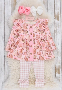 Boutique Marie Nicole Peach Holiday Sugar Cookies Ruffle Outfit - Bild 1 von 2