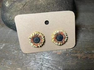 Hypoallergene Handarbeit Polymer Sonnenblume Floral Blume Ohrringe Herbst - Bild 1 von 6