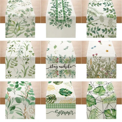 Summer Eucalyptus Palm Leaves Table Runner for Kitchen Dining Table Decoration - Image 1 of 4