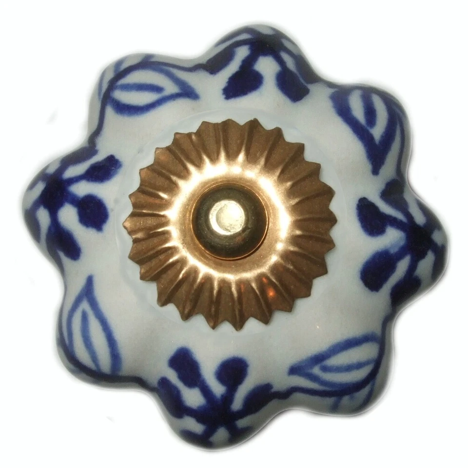 VINTAGE SHABBY CHIC BLACK WHITE CERAMIC CUPBOARD DOOR KNOBS DRAWER HANDLE KB01 - Image 1 of 1