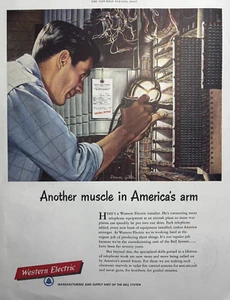 1952 Western Electric Installer Bell System Americas Arm Muscle VTG Print Ad - Picture 1 of 1