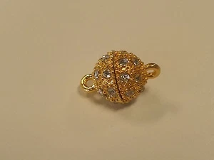 Alloy Oval Gold Rhinestone Magnetic Clasp, 16x10mm, Hole: 1.5mm Jewelry Making - Picture 1 of 4