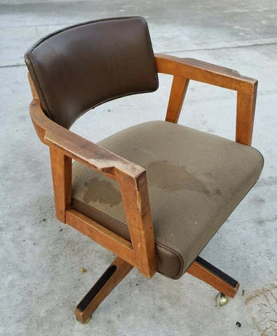 Vintage Gunlocke Swivel Executive Office Arm Chair Upholstered Seat Mid Century Cover