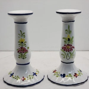 Pair Of Holu Hand Painted Portugal Candlesticks - Picture 1 of 5