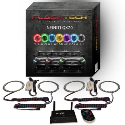 Kit Halo LED Multicolor RGB con Aplicación Wifi para Faros Infiniti QX70 13-17 Foto 1 de 4