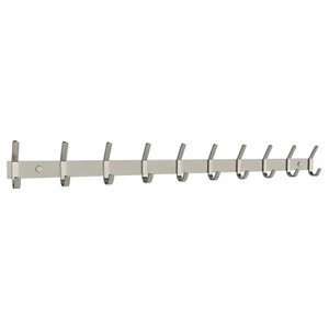 1Pck Silver Brushed Nickel Wall Mount w 10 Double Hooks for Hanging Coat Hooks - Picture 1 of 9