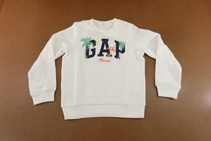 Gap Kids Size Large (10) White Miami City Logo Graphic Pullover Sweatshirt NWT - Picture 1 of 7
