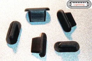 5x CHARGING PORT DUST GUARD PLUG STOPPER BLACK SILICONE for IPHONE 13 - Zdjęcie 1 z 2
