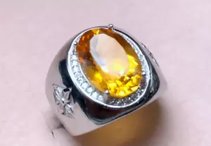 Oval Cut 6 Ct Yellow Citrine Mens Ring Sterling Silver 925 Handmade Citrine Ring - Picture 1 of 5