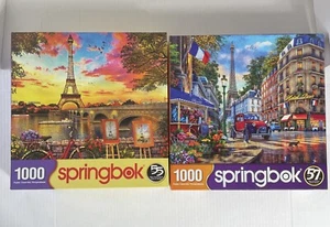 Springbok 1000 Piece Puzzles Paris Sunset Paris Street Life - Picture 1 of 7