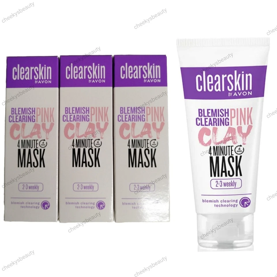 3x Avon Clearskin Blemish Clearing Pink Clay Mask, 4 Minute Mask,New & Boxed - Image 1 of 3