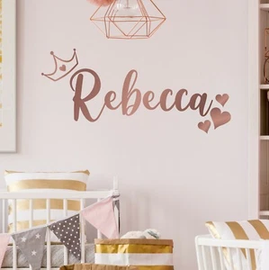 Personalised Princess Crown Name With Hearts Wall Sticker Vinyl Decal - Picture 1 of 5