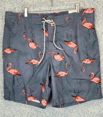 NWT St Johns Bay Swimwear Bottoms Color Gray/Flamingo Mens Swim Trunks Sz XL - Image 1 of 4
