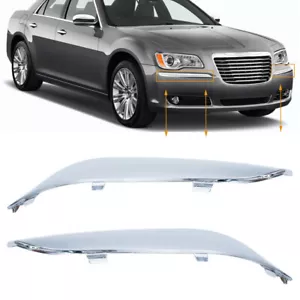 For 2011-2014 Chrysler 300 Front Bumper Molding Chrome Trim 2pc Set = LH & RH - Foto 1 di 9