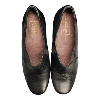 Clarks Everyday Sugar Spice Pump Heels Womens Size 7.5 Black Block Heel Slip On - Image 1 of 4