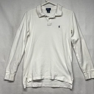 Polo Ralph Lauren Shirt Boys large 14 - 16 White Long Sleeve Polo Shirt * Spot - Picture 1 of 7