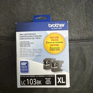 BROTHER LC103BK XL 2er-Pack schwarze Tinte Original-Zubehör-Hersteller versiegelte Patronen hohe Reichweite Ablaufdatum 09/23 - Bild 1 von 2