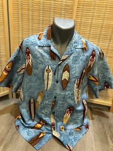 Ho Aloha Hawaiian Button Up  Shirt Surfboards Surfing Medium M MicroFiber H769 - Picture 1 of 6