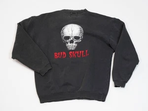 Vintage Bud Skull Crewneck Sweatshirt Women Size XL Fashion Victim Style Fade - Picture 1 of 14