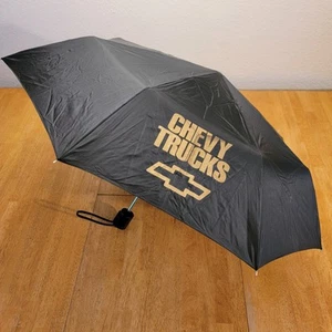 Chevy Trucks Umbrella Vintage 90s Chevrolet Promotional Totes Collapsible Black - Picture 1 of 16
