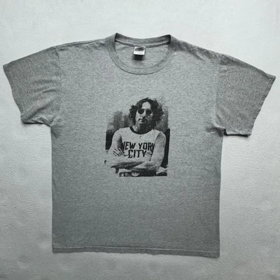 Vintage John Lennon “New York City” Gray T-Shirt Fruit of the Loom Heavy L - Image 1 of 4