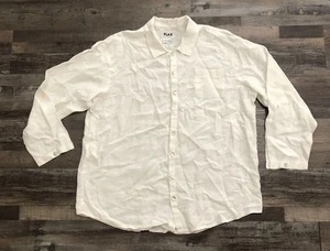 FLAX Linen Long Sleeve Button Up Shirt Mens Medium White - Picture 1 of 6