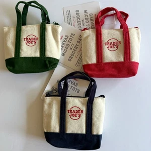 3er Set Trader Joe's Mini-Taschen mit Reißverschluss und Tragetasche in voller Größe innen!/4,5"x3,5" - Bild 1 von 2