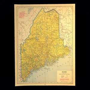 Vintage MAINE Railroad Map Depot Towns Old Original Railway Portland Bangor - Picture 1 of 6