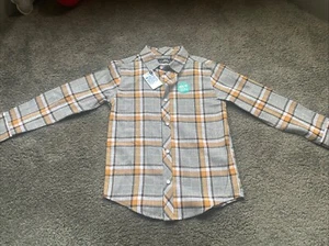 Matalan Jungen Alter 8 grau/schwarz/senf kariertes Hemd. Neu mit Etikett - Bild 1 von 7