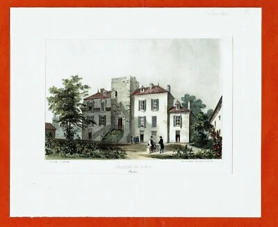 GT88-GRAVURE ORIG-EN COULEUR-CHÂTEAU DE CAUNA-LANDES-19e - Photo 1/2