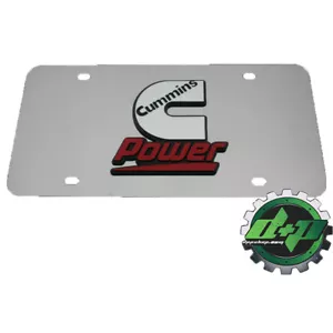 cummins power stainless steel license plate tag 3d emblem logo decal id - Bild 1 von 1