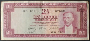 Turkey P151a 2 1/2 Lira VF+ - Picture 1 of 2