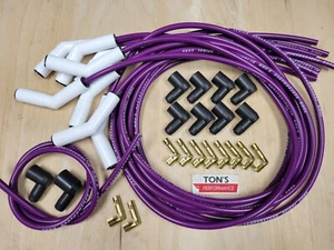 Purple 135* Ceramic 8mm Spark Plug Wire Kit High Temperature Silicone v8 Points - Picture 1 of 1