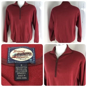 Tommy Bahama Mens Sz S Red Sweatshirt Cotton Blend Long sleeve 1/4 Zip     S7 - Picture 1 of 11