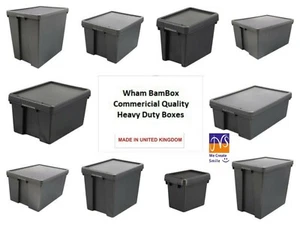 Heavy Duty Recycled Plastic Commercial Containers BLACK Storage Box with Lids - Picture 1 of 23