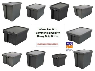 Heavy Duty Recycled Plastic Commercial Containers BLACK Storage Box with Lids - Image 1 of 4