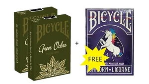 2 Decks BICYCLE Playing Cards Green Ochre, Poker Gaf +1 Bicycle Unicorn for FREE - Picture 1 of 3