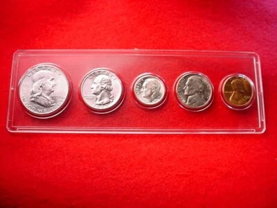1950 PHILADELPHIA 5 COIN MINT SET 90% SILVER ALL BU KEY DATE COINS!    #71 - Image 1 of 4