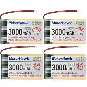 4 x 3,7 V 3000 mAh LiPo-Akku wiederaufladbar 1S 3C 103665 Lithium-Polymer-Akku - Bild 1 von 8